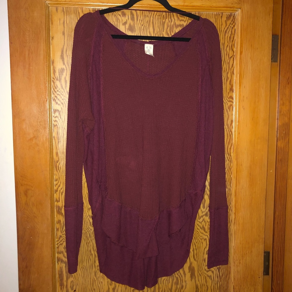 Free People Catalina wine colored waffle top